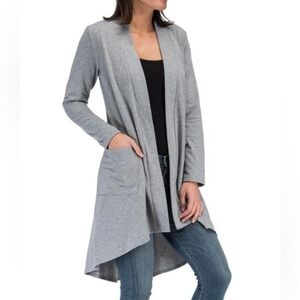 Bobeau Light Gray Open Front Cardigan